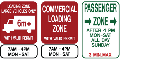 Three signs showing where permit-holders can park