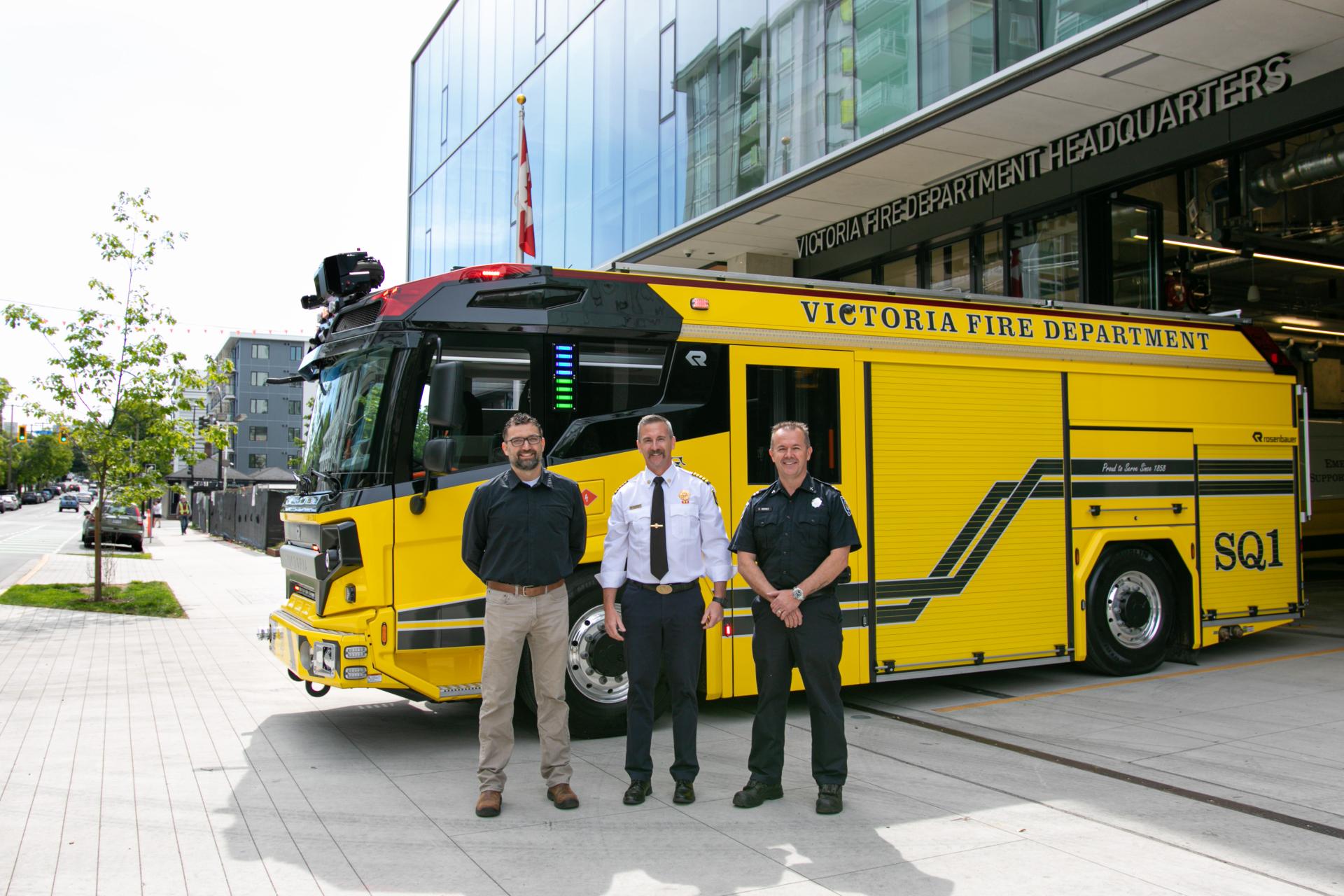 New electric fire truck at the Victoria Fire Department Headquarters