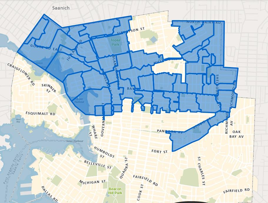 map showing areas of the city impacted